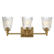 Maxim Lighting Julip 23in 3-Light Bath Vanity | Traditional Natural Aged Brass and Clear Ribbed Glass | Bathroom Vanity & Powder | Model 21543CRNAB
