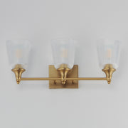 Maxim Lighting Julip 23in 3-Light Bath Vanity | Traditional Natural Aged Brass and Clear Ribbed Glass | Bathroom Vanity & Powder | Model 21543CRNAB
