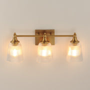 Maxim Lighting Julip 23in 3-Light Bath Vanity | Traditional Natural Aged Brass and Clear Ribbed Glass | Bathroom Vanity & Powder | Model 21543CRNAB