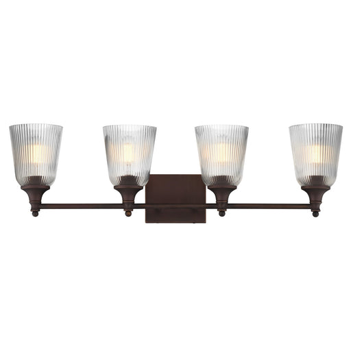 Maxim Lighting Julip 32in 4-Light Bath Vanity | Traditional Dark Bronze and Clear Ribbed Glass | Bathroom Vanity & Powder Room | Model 21544CRDBZ