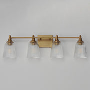 Maxim Lighting Julip 32in 4-Light Bath Vanity | Traditional Natural Aged Brass and Clear Ribbed Glass | Bathroom Vanity & Powder | Model 21544CRNAB