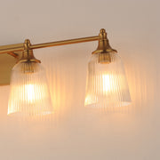 Maxim Lighting Julip 32in 4-Light Bath Vanity | Traditional Natural Aged Brass and Clear Ribbed Glass | Bathroom Vanity & Powder | Model 21544CRNAB