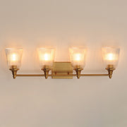 Maxim Lighting Julip 32in 4-Light Bath Vanity | Traditional Natural Aged Brass and Clear Ribbed Glass | Bathroom Vanity & Powder | Model 21544CRNAB