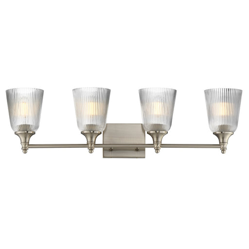 Maxim Lighting Julip 32in 4-Light Bath Vanity | Traditional Satin Nickel and Clear Ribbed Glass | Bathroom Vanity & Powder Room | Model 21544CRSN