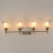 Maxim Lighting Julip 32in 4-Light Bath Vanity | Traditional Satin Nickel and Clear Ribbed Glass | Bathroom Vanity & Powder Room | Model 21544CRSN