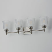 Maxim Lighting Julip 32in 4-Light Bath Vanity | Traditional Satin Nickel and Clear Ribbed Glass | Bathroom Vanity & Powder Room | Model 21544CRSN