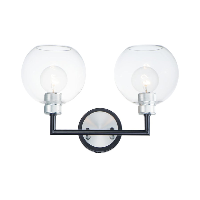 Maxim Lighting Vessel 2-Light Bath Vanity, Black/Brushed Aluminum