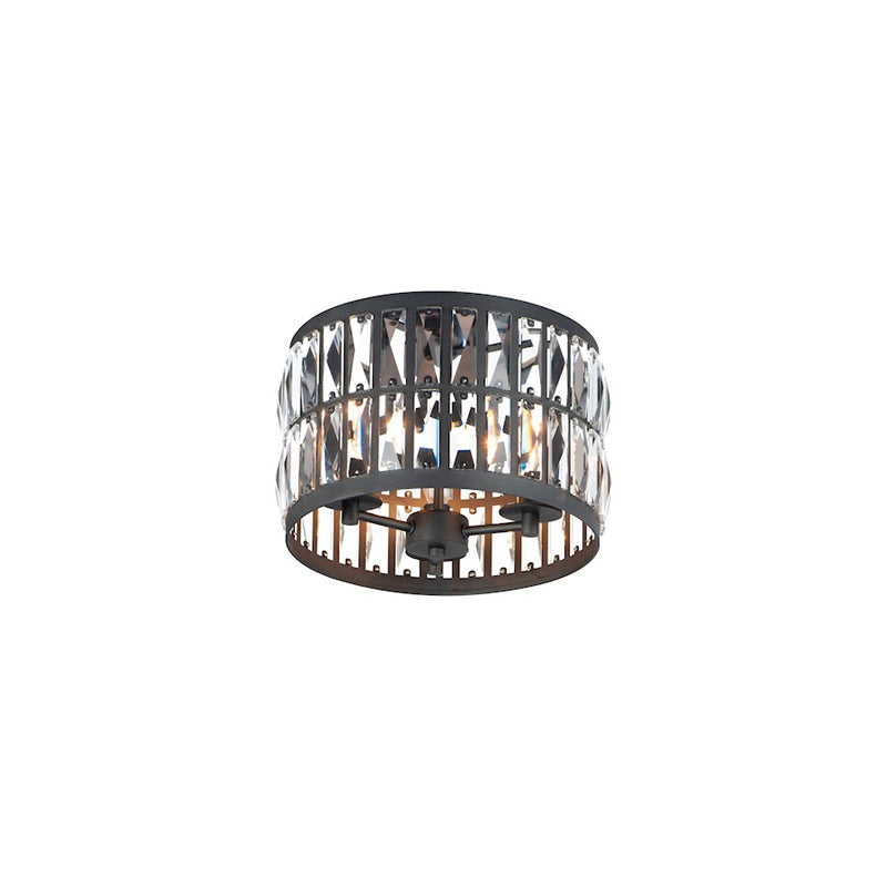 Maxim Lighting Madeline 3-Light Flush Mount, Black/Beveled Crystal