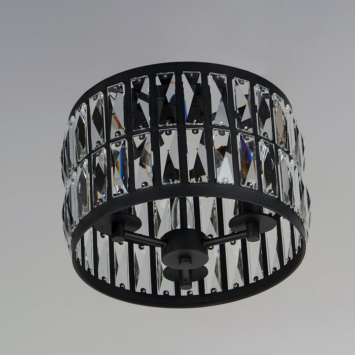 Maxim Lighting Madeline 3-Light Flush Mount, Black/Beveled Crystal