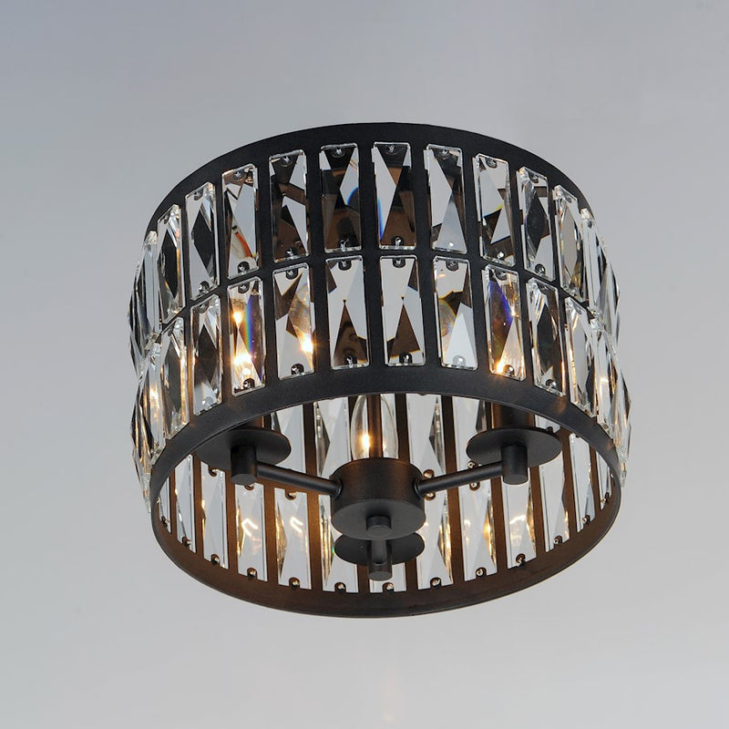 Maxim Lighting Madeline 3-Light Flush Mount, Black/Beveled Crystal