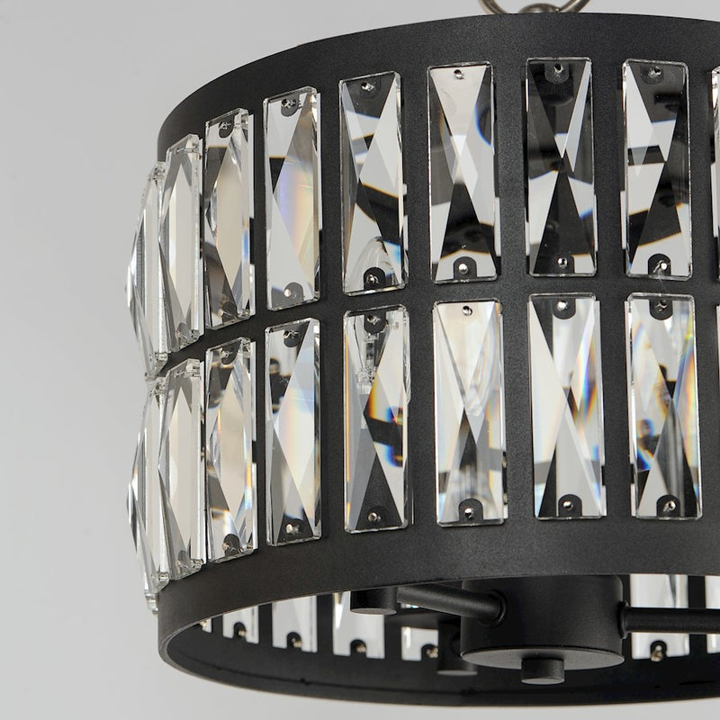 Maxim Lighting Madeline 3-Light Flush Mount, Black/Beveled Crystal