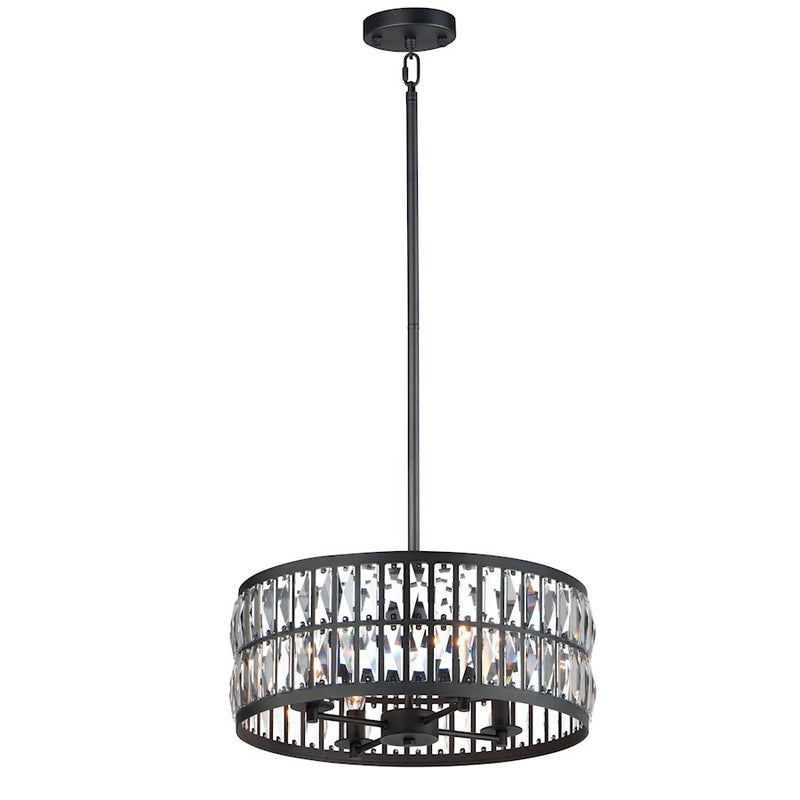Maxim Lighting Madeline 4-Light Pendant, Black/Beveled Crystal