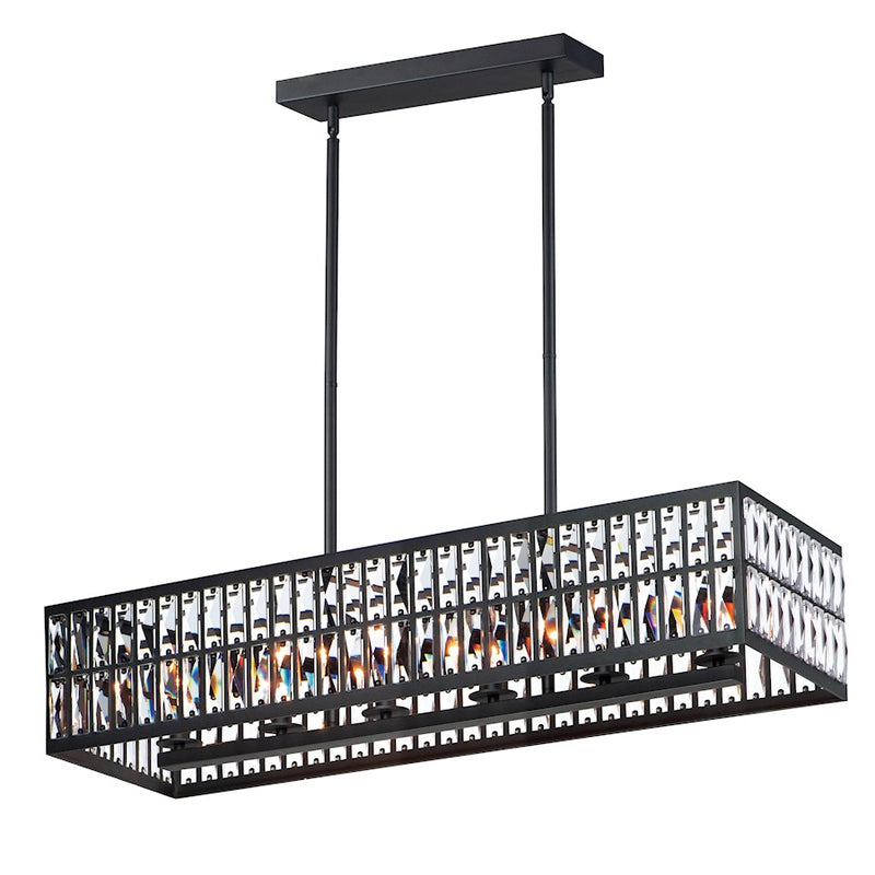 Maxim Lighting Madeline 10-Lt Linear Pendant, Black/Beveled Crystal