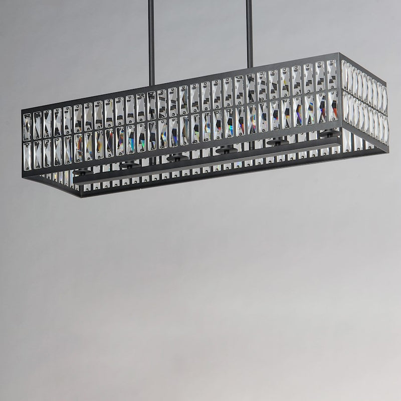 Maxim Lighting Madeline 10-Lt Linear Pendant, Black/Beveled Crystal
