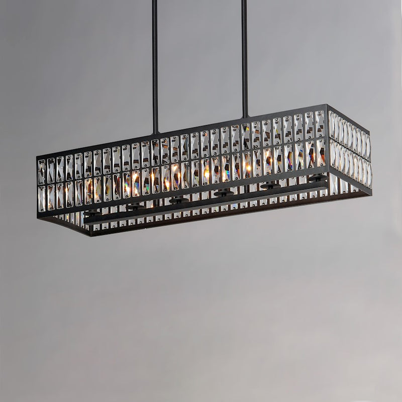 Maxim Lighting Madeline 10-Lt Linear Pendant, Black/Beveled Crystal