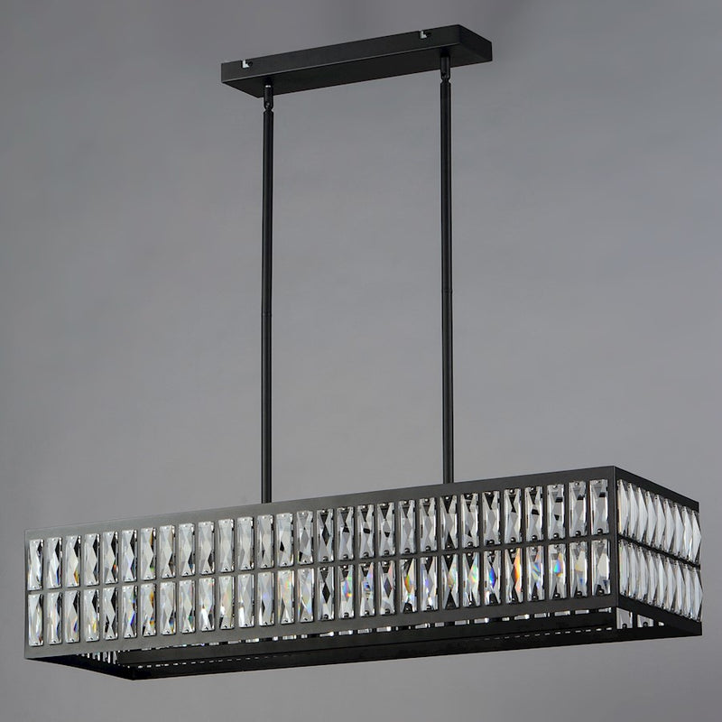 Maxim Lighting Madeline 10-Lt Linear Pendant, Black/Beveled Crystal