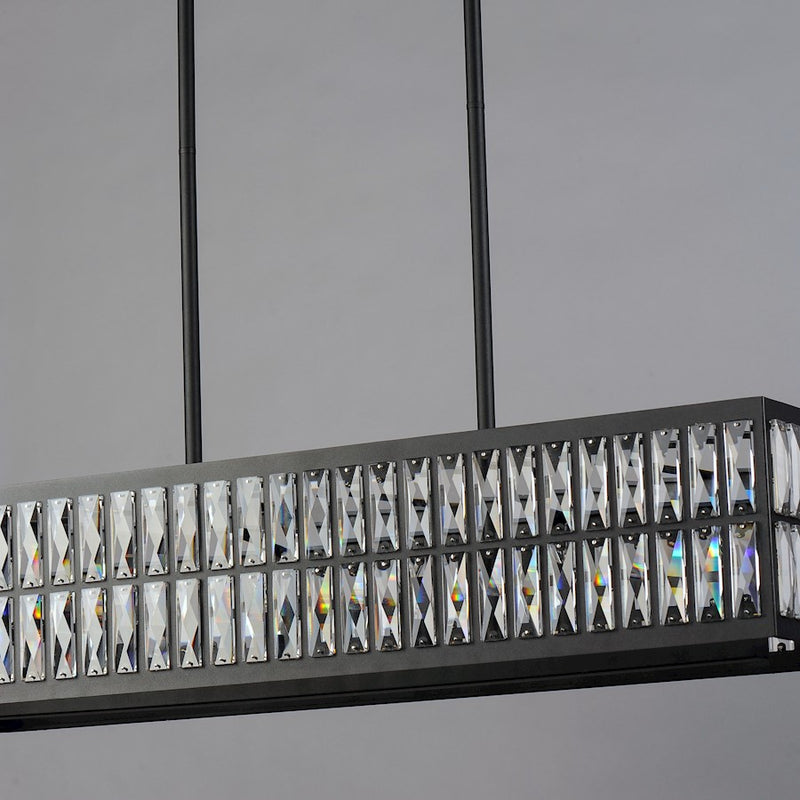 Maxim Lighting Madeline 10-Lt Linear Pendant, Black/Beveled Crystal