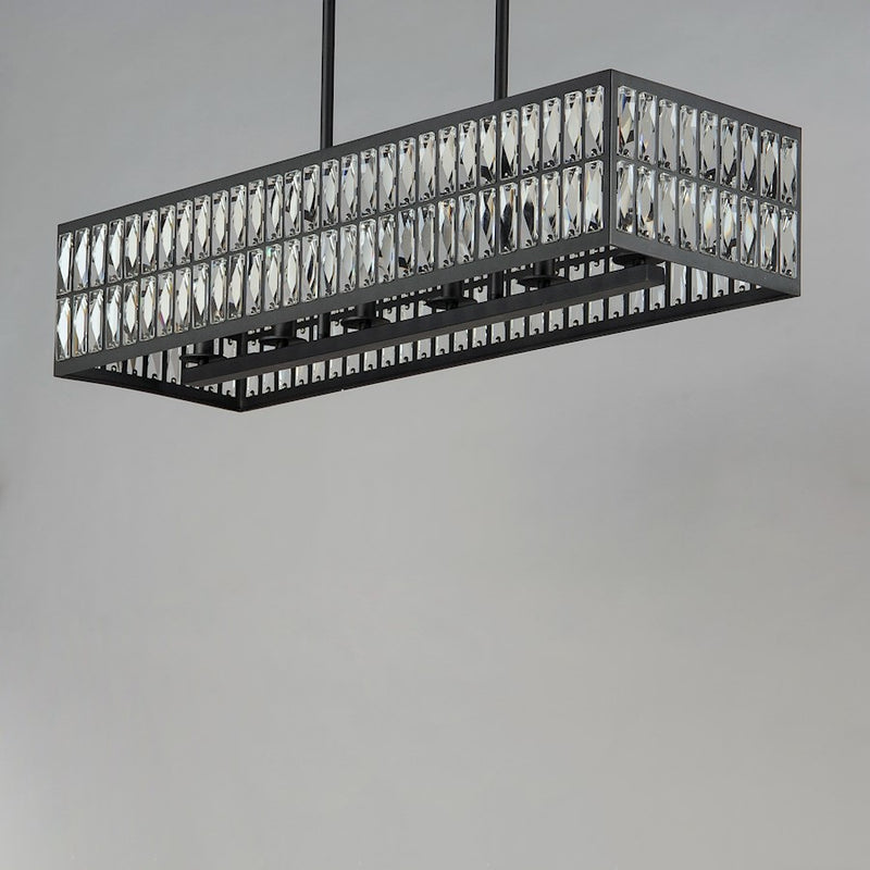 Maxim Lighting Madeline 10-Lt Linear Pendant, Black/Beveled Crystal