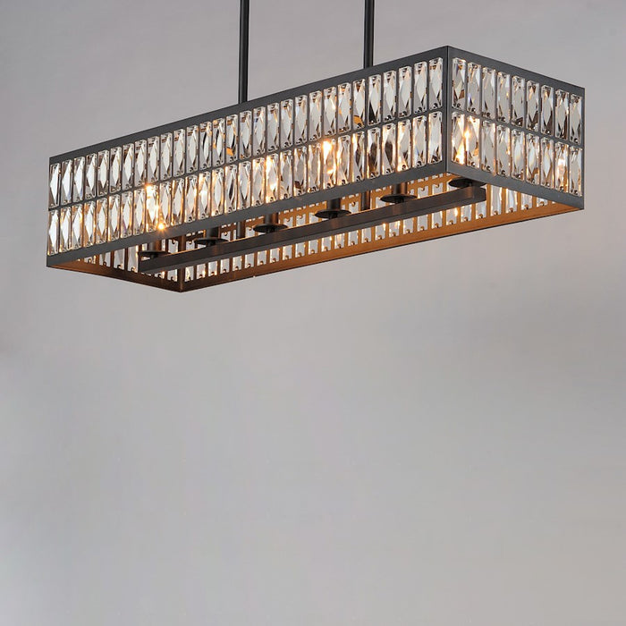 Maxim Lighting Madeline 10-Lt Linear Pendant, Black/Beveled Crystal