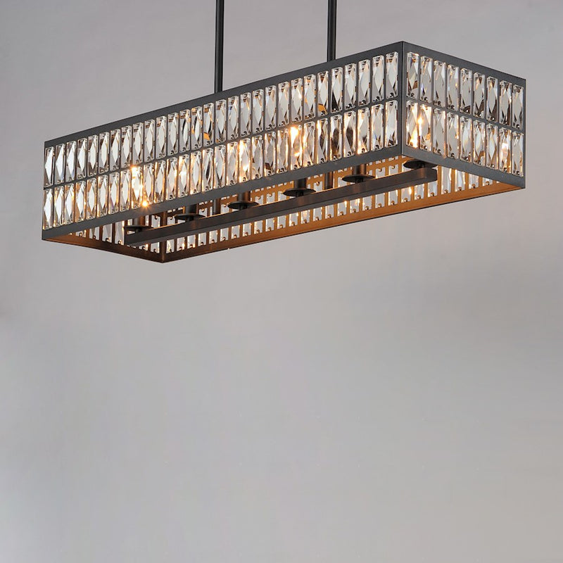 Maxim Lighting Madeline 10-Lt Linear Pendant, Black/Beveled Crystal
