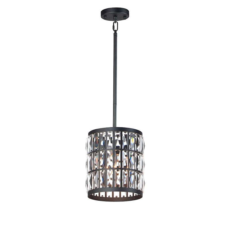 Maxim Lighting Madeline 1-Light Mini Pendant, Black/Beveled Crystal