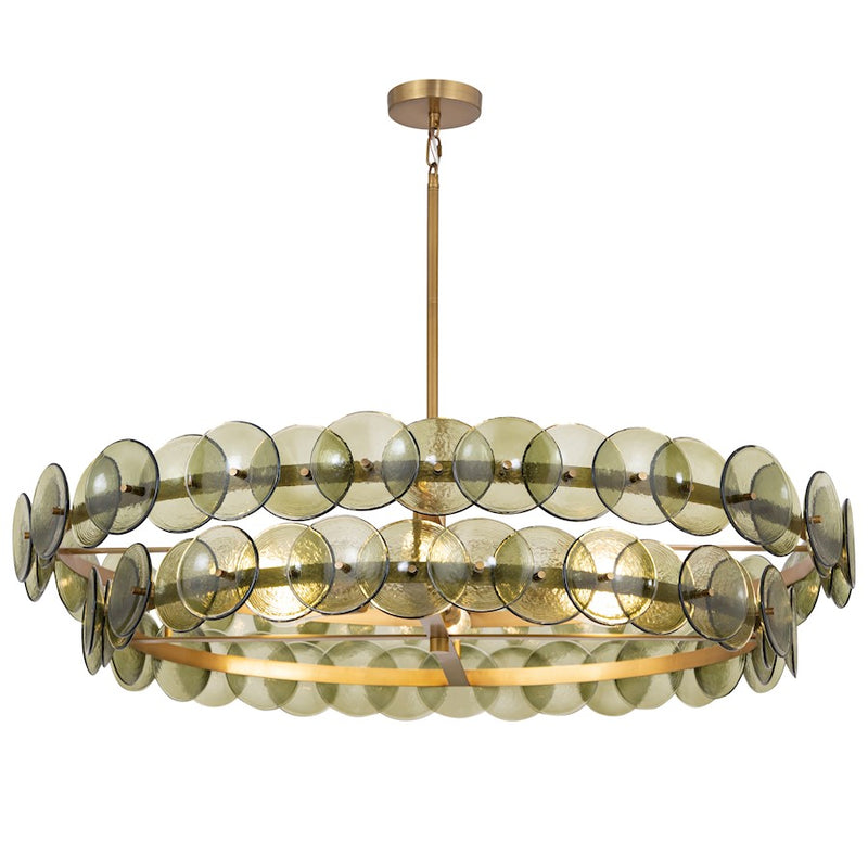 Maxim Lighting Loren 6Lt 42" Chandelier, Brass/Green Vintage