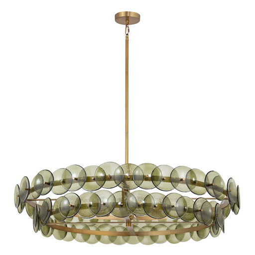 Maxim Lighting Loren 6Lt 42" Chandelier, Brass/Green Vintage
