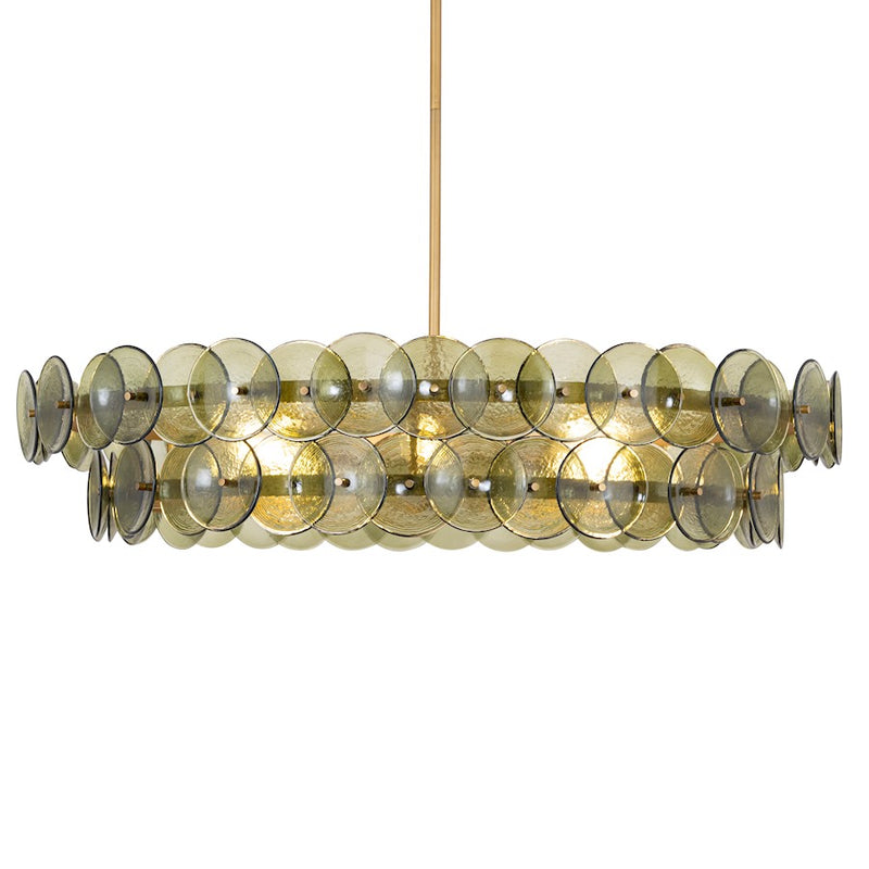 Maxim Lighting Loren 6Lt 42" Chandelier, Brass/Green Vintage