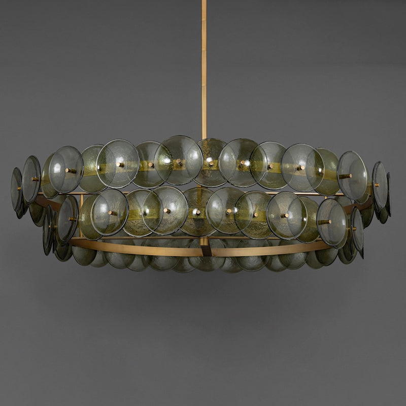Maxim Lighting Loren 6Lt 42" Chandelier, Brass/Green Vintage