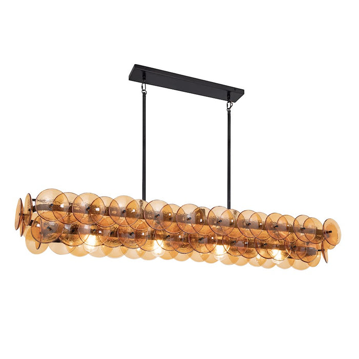 Maxim Lighting Loren 4 Light 54" Linear Chandelier, Gunmetal/Amber - 21826AMGM