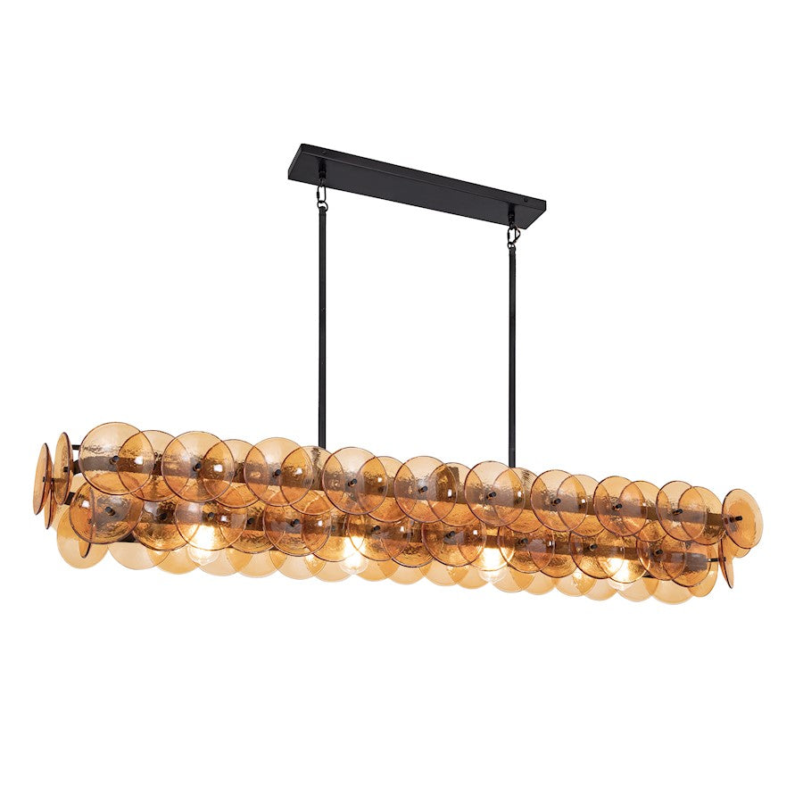 Maxim Lighting Loren 4 Light 54" Linear Chandelier, Gunmetal/Amber - 21826AMGM