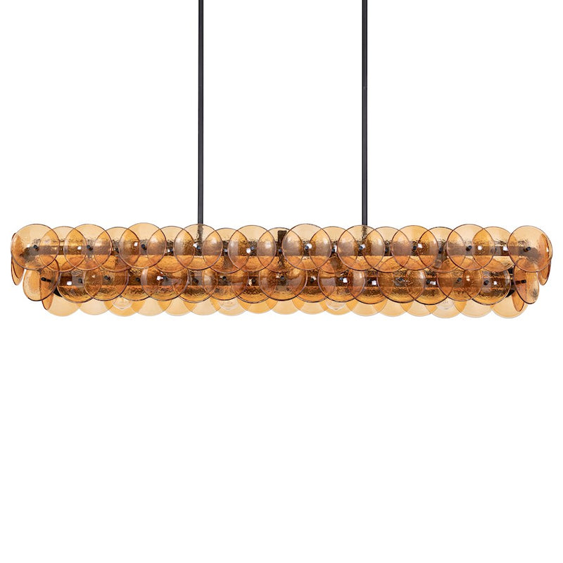 Maxim Lighting Loren 4 Light 54" Linear Chandelier, Gunmetal/Amber
