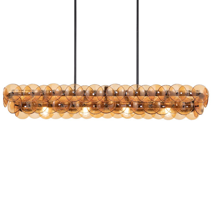 Maxim Lighting Loren 4 Light 54" Linear Chandelier, Gunmetal/Amber