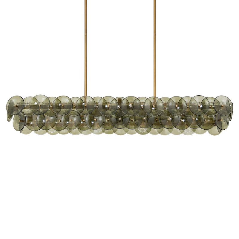 Maxim Lighting Loren 4Lt 54" Linear Chandelier, Brass/Green Vintage