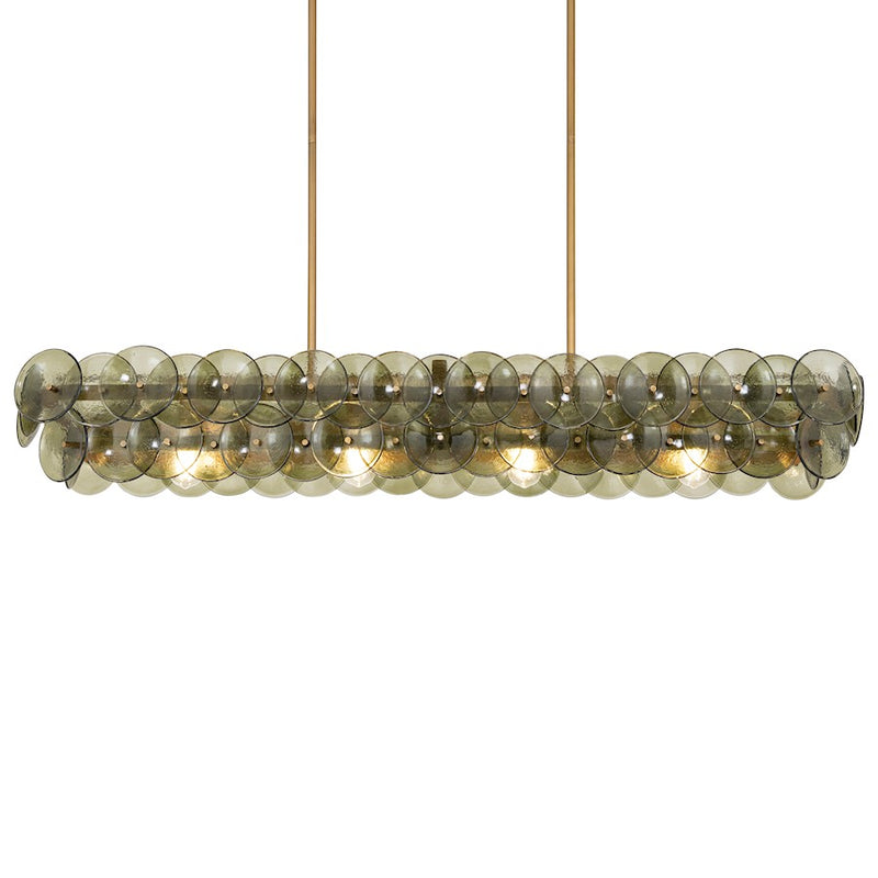 Maxim Lighting Loren 4Lt 54" Linear Chandelier, Brass/Green Vintage