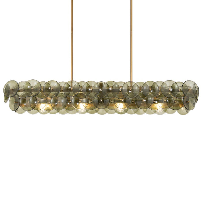 Maxim Lighting Loren 4Lt 54" Linear Chandelier, Brass/Green Vintage