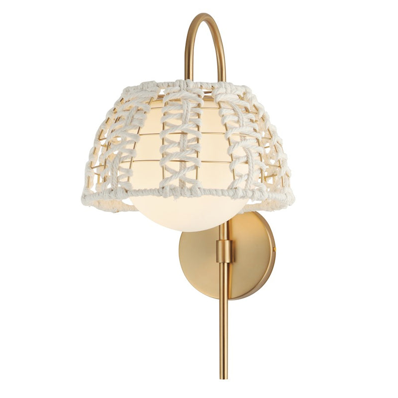 Maxim Lighting Macrame 1 Light Wall Sconce, Gold/Satin White