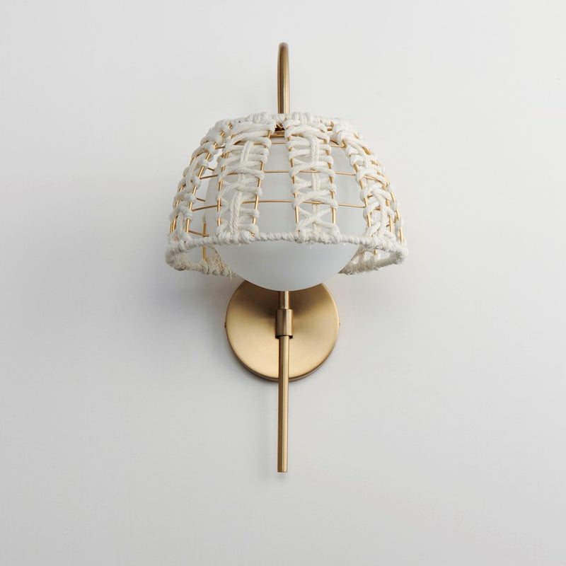 Maxim Lighting Macrame 1 Light Wall Sconce, Gold/Satin White
