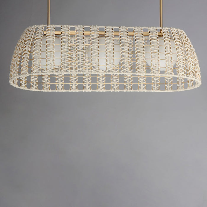 Maxim Lighting Macrame 3 Light Linear Pendant, Gold/Satin White