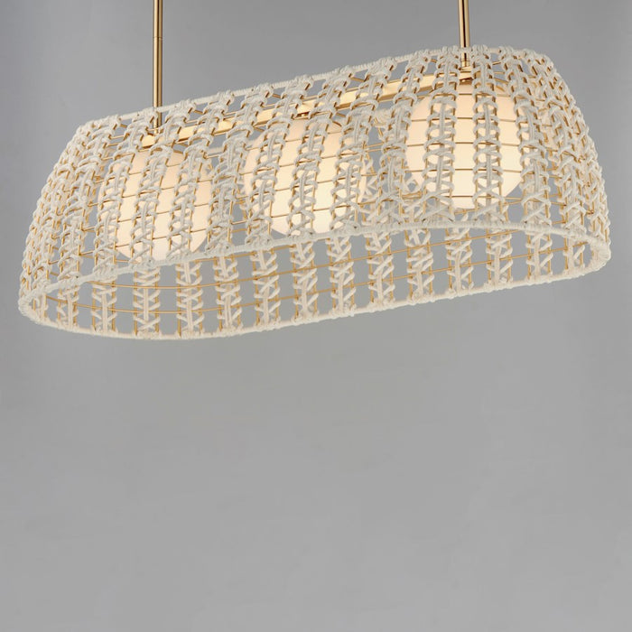 Maxim Lighting Macrame 3 Light Linear Pendant, Gold/Satin White