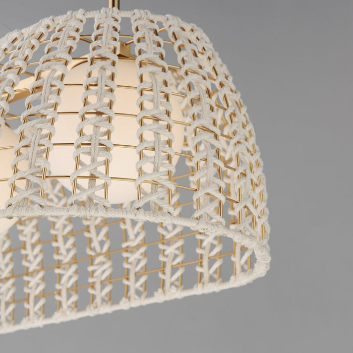 Maxim Lighting Macrame 3 Light Linear Pendant, Gold/Satin White