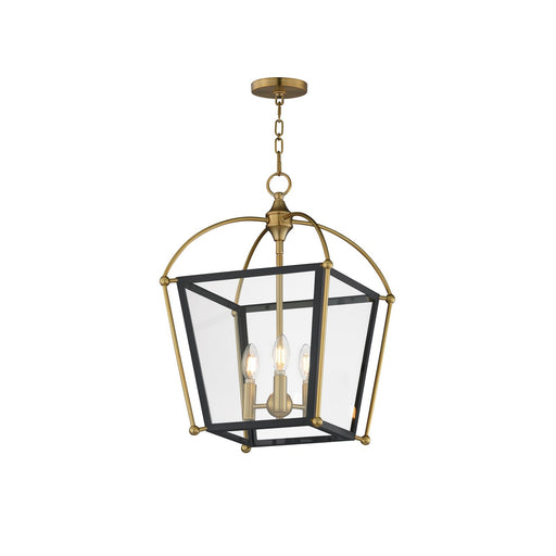 Maxim Lighting McCadden 13.5in 3-Light Pendant | Traditional Black and Natural Aged Brass Steel | Entry Foyer & Dining Room | Model 22522BKNAB