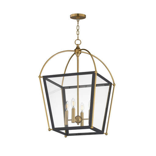 Maxim Lighting McCadden 18.5in 4-Light Pendant | Traditional Black and Natural Aged Brass Steel | Entry Foyer & Dining Room | Model 22524BKNAB