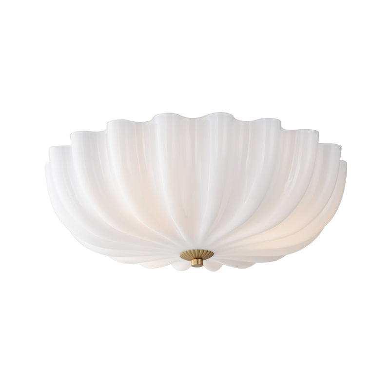 Maxim Lighting Bundt 3 Light 6" Semi-Flush Mount, White/Aged Brass