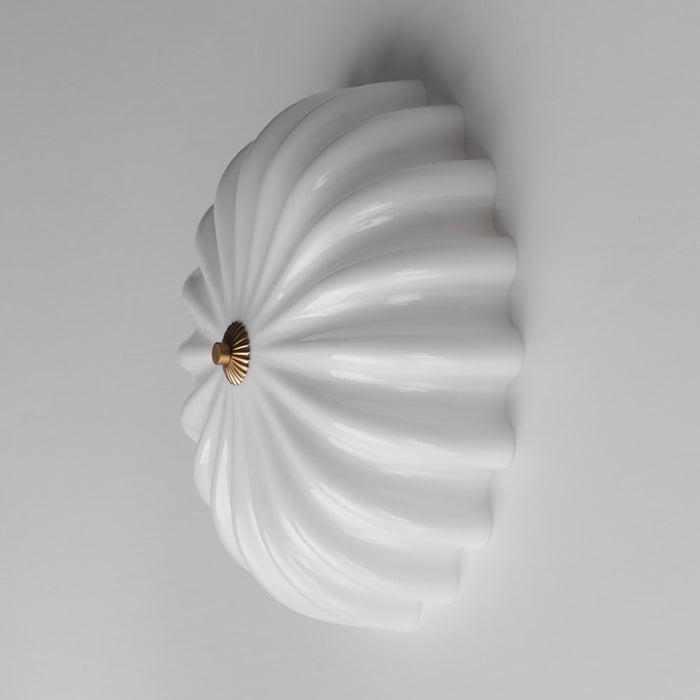 Maxim Lighting Bundt 3 Light 6" Semi-Flush Mount, White/Aged Brass