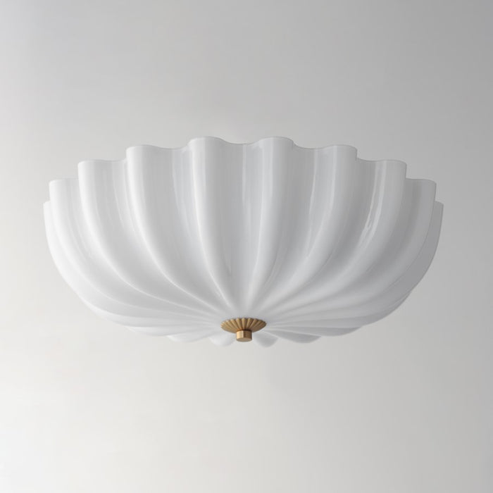 Maxim Lighting Bundt 3 Light 6" Semi-Flush Mount, White/Aged Brass