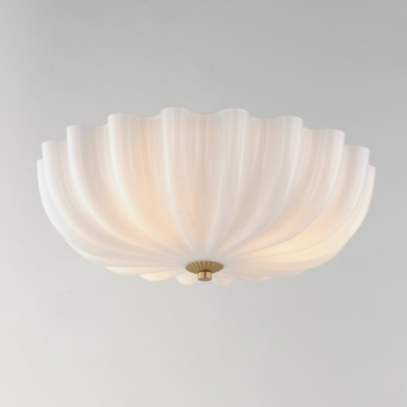 Maxim Lighting Bundt 3 Light 6" Semi-Flush Mount, White/Aged Brass
