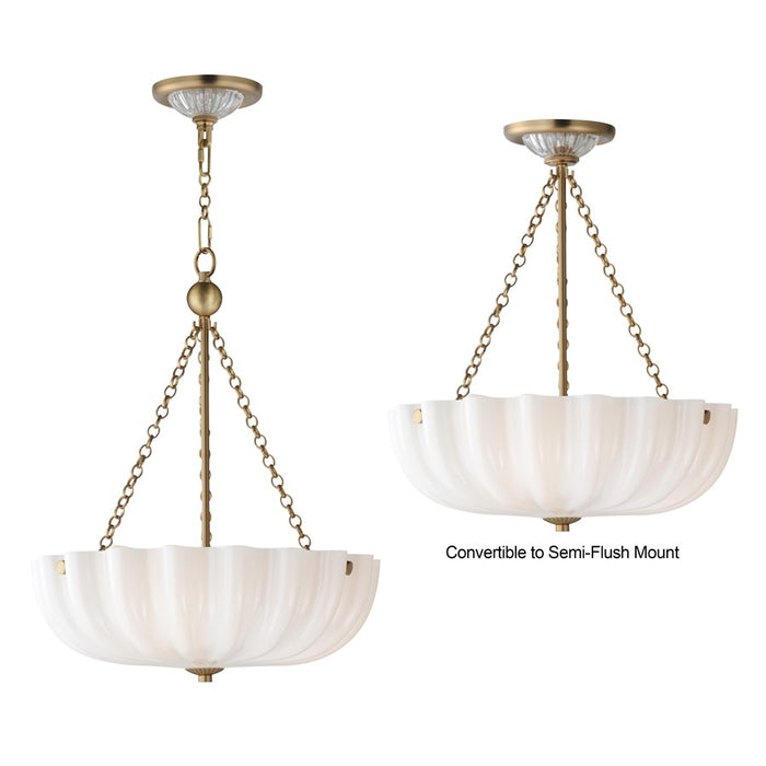 Maxim Lighting Bundt 3 Light 20" Semi-Flush Mount, White/Aged Brass