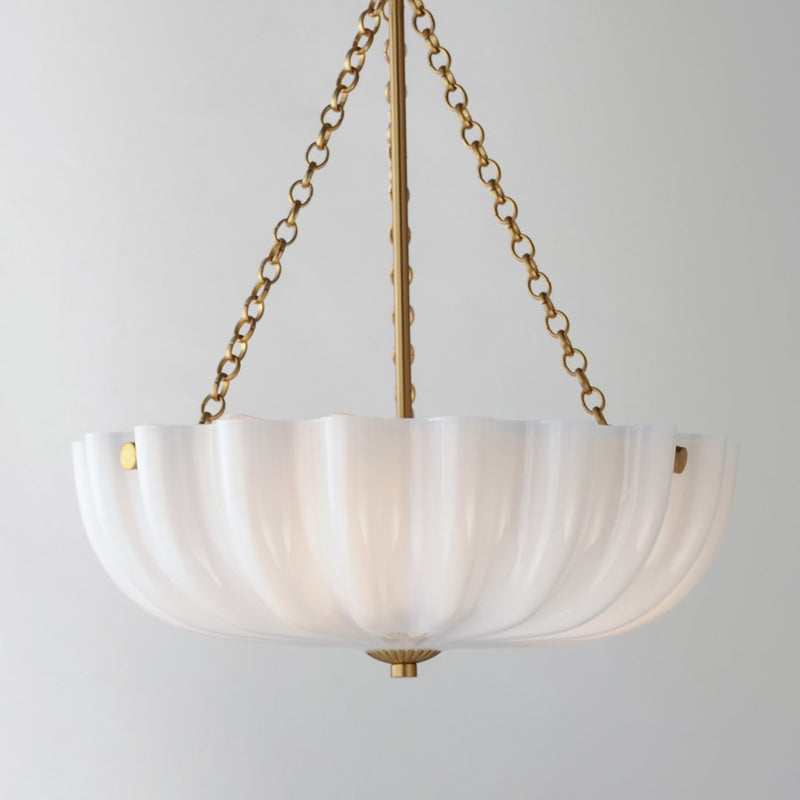 Maxim Lighting Bundt 3 Light 20" Semi-Flush Mount, White/Aged Brass