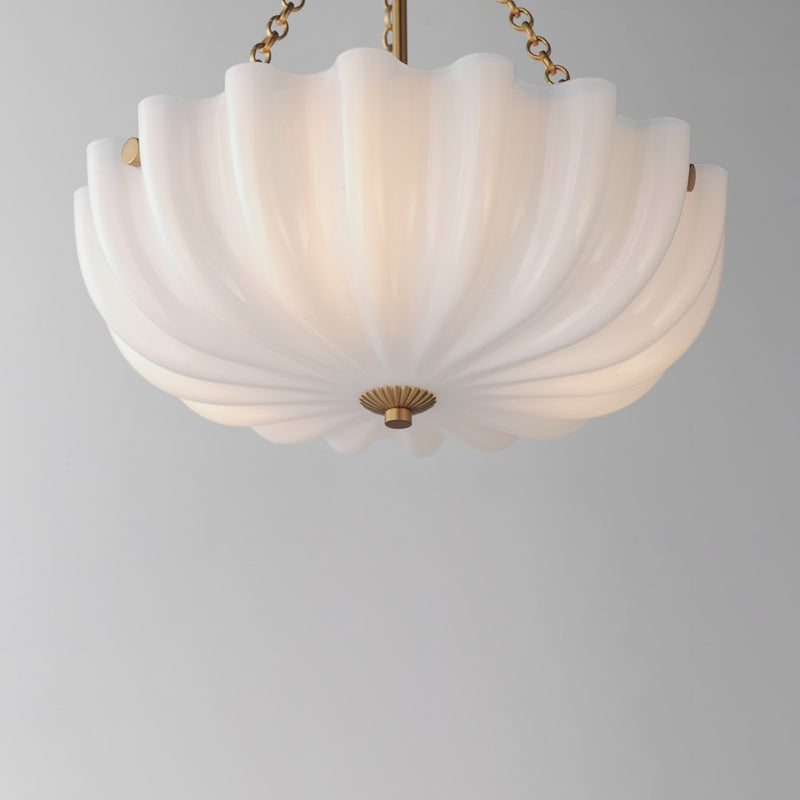Maxim Lighting Bundt 3 Light 20" Semi-Flush Mount, White/Aged Brass